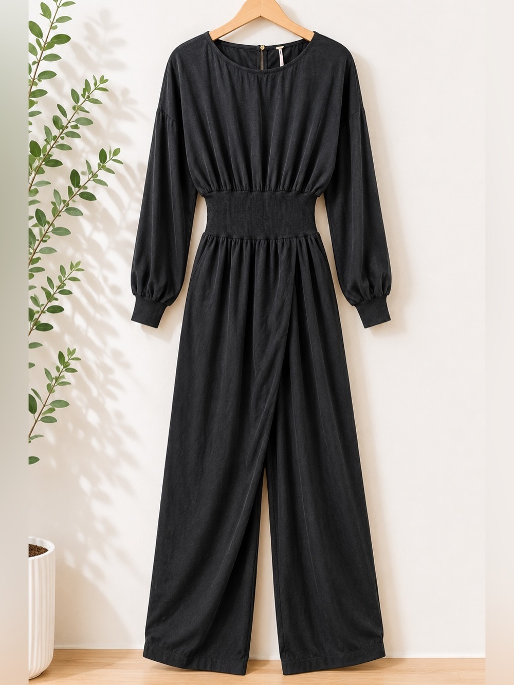 Free People Black Wide Leg Jumpsuit